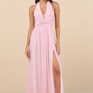 Lulus Marilina Light Pink Pleated Twist-front Maxi Dress - Size S